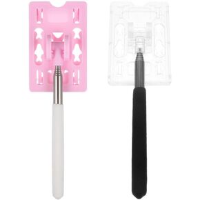 SUPVOX 2pcs Telescopic Rod Card Holder Reacher Grabber Tool Car Parking Contactless Payment Rods Vehicle Parking Toll Swiping Stick for Car Parking Fee Paying Car Parking Rod Pink Clear