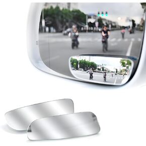2 PCS Frameless Blind Spot Mirror, Rectangular Shaped HD Glass Convex Rear View Mirror, 360° Adjustable Wide Angle Auto Side Mirror for Cars SUVs Trucks, Car Sccessories (Frameless)