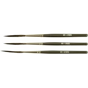 Set of 3 Sizes 0-2 Wizard Vortex Scroll Pinstriper Blue Squirrel Grey Handle Brush