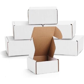 White 6x4x3 Shipping Mailing Boxes Set of 6, Corrugated Cardboard Mailer Boxes for Efficient Small Business Shipping, for Modern Business Packaging