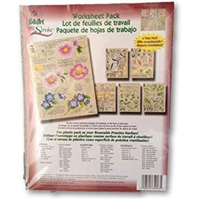Reusable Reversible Painting Teaching Guides Paint Worksheet Wildflowers Critters Flowers Pack Supplies Set 3 Double Sided Plastic Coated Practice Sheets