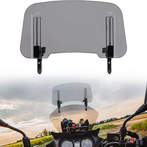 KEMIMOTO Motorcycle Windshield Upgraded Aluminum Metal Heightened Windshield Spoiler Clip Universal Adjustable Extension Clips Windshield Extension Cleaning Smoke Gray