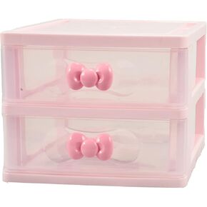 Lovely Pink Receiving Storage Cabinets Box With Multi-layers And Pink Bowknot Handle (Three layers (7.06 x 5.22 x 6.09 inches))