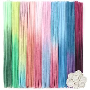 TOAOB 100pcs Gradient Pipe Cleaners 10 Colors Chenille Stems for Crafts 12 Inch Fuzzy Sticks Craft Supplies for DIY Art Craft Projects Home Decorations