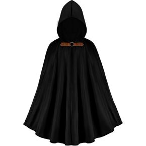 Invoibler Renaissance Hooded Cape Medieval Cloak with Hood Holloween Hobbit Costume Party Cosplay for Men Women