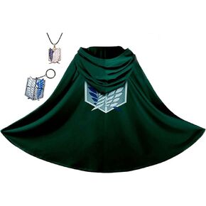 3Pcs Anime Cloak Halloween Cosplay Costume Cape with Necklace and Key Chain