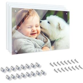 4Pack 7.87x11.8inch Sublimation Glass Photo Blanks, Wall Mount Tempered Glass Sublimation Blank Sign, Sublimation Blank DIY Picture Wall Frame Poster for Home Decor