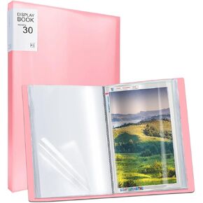 SKRYUIE A3 Diamond Painting Storage Book - 60 Diamond Painting Capacity, 30 Pages Protectors, 17.2x12.8 inches, Portfolio Folder for Diamond Painting Presentation and Organization - Pink