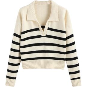 CIDER Polo Sweaters for Women Striped Collar Knit Fall Sweaters 2024