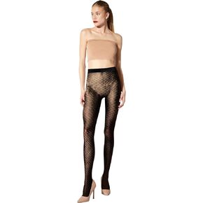 Wolford Fine Net Tights for Women Graphic Pattern Mat Finish Sheer Hosiery Elastic Logo Waistband Sheer Pantyhose Stockings