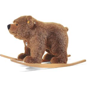 Steiff Urs Riding Bear Stuffed Rocker - Premium Soft Woven Plush Animal Ride-On with Wooden Base and Handles - for Kids Ages 4 and Up
