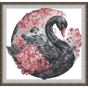Stitchmelody Stamped Cross Stitch Kits,11CT Printed Pattern DMC Embroidery Set-The Rooster in The Rose 16.1''X20''