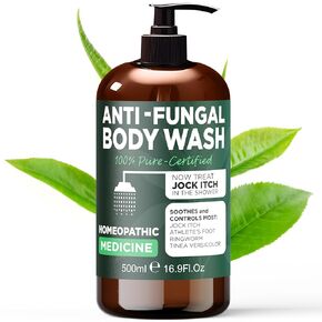 Tea Tree Antifungal Antibacterial Soap & Body Wash 16.9 Fl Oz | for Ringworm, Back Acne, Athlete's Foot, Tinea Versicolor, Nail Fungus, Eczema, Body Odor & Jock Itch Treatment | Natural & Sulfate Free