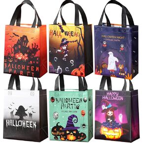 ZJHiome Halloween Trick or Treat Bags,6Pcs Halloween Bags with Handles,Non-Woven Reusable Tote Candy Bags for Halloween Party Supplies