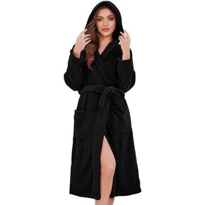 U2SKIIN Womens Fleece Hooded Robe, Soft Warm Bathrobe for Women Long Plush Loungewear
