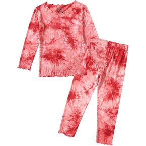 Jimonda Kids Soft Rayon From Bamboo Sleepwear Long Sleeve Boys Girls Pajama Outdoor 2-Piece tops&pant Casual sets Tie Dye PJ in Kuwait
