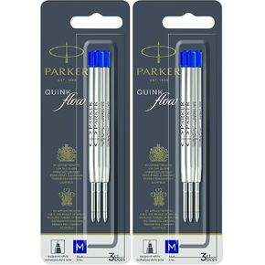 6 PK: Parker QuinkFlow Ballpen Medium Point Blue Ink Refill (1782470)
