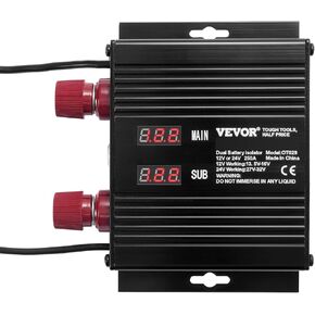 VEVOR 250 AMP Dual Battery Smart Isolator, 12V/24V, Universal VSR Voltage Sensitive Relay Battery Isolator Intelligent with LCD Screen, for Car Truck ATV RV Battery Starter Controller Power Switch