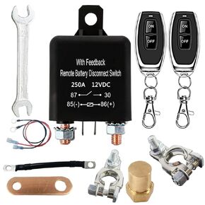 Remote Battery Disconnect Switch with Feedback,Battery Cut Off Switch 12v 250A,car Kill Switch Anti Theft for Car, Truck, RV. (Disconnect Negative)