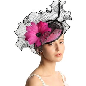 Black Fascinator Hats for Women with Colorful Flower, Tea Party Kentucky Derby Hats for Women