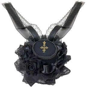 Goth Lolita Hat for Women Costume Vintage Gothic Hair Accessories Black Headpiece