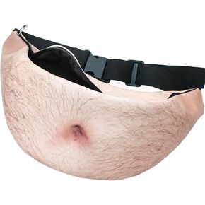 Jishi White Elephant Gifts for Adults, Funny Belly Fanny Pack Gag Gifts for Adults Men, Dad Waist Bag Hairy Beer Belly Fanny Pack, Christmas Stocking Stuffers for Men Women, Unique Birthday Gift Ideas