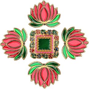 10 Inches Meena Rangoli Diwali Acrylic Rangoli Stencils Handmade Rangoli Sticker Home Decor Floor Decorative Stones (Design 12)