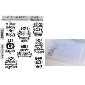 Tim Holtz Stampers Anonymous Halloween Whatnots Cling Stamp, CMS491, Carnora Mesh Storage Bag