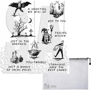Tim Holtz Halloween Sketchbook Cling Stamp Set - Carnora Mesh Storage Bag, August 2023 Release (CAR2CMS469)