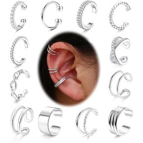FUNRUN JEWELRY 12Pcs Ear Cuff For Women Non Piercing 14K Gold Plated Ear Cuff Gold Cuff Earrings For Women Pierced Earring Cuffs Non Pierced Lightweight