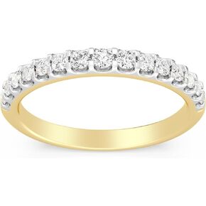 GILDED 925 Sterling Silver & 14K Gold Plated Anniversary Bands for Women in 1/4 ctw or 1/2 ctw Lab Grown Diamond | Anniversary Wedding Band | Promise Rings | Eternity Stackable Rings for Women Size 7