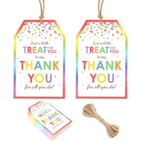G2PLUS Thank You Tags, 50PCS Thank You for All You Do Tags, Colorful Dots Treat Thank You Tag, Thank You Paper Gift Tag with String for Present Wrapping, Gift Bags, Party Favors (2''x3'')