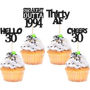 Gyufise 24 Pack Black 40th Birthday Cupcake Toppers Glitter Forty Hello 40 Straight Outta 1984 Cupcake Picks for Cheers to 40 Birthday Anniversary Party Cake Decorations Supplies
