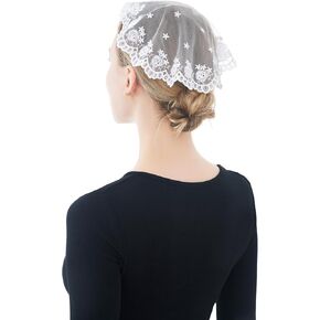 Wgior Catholic Church Small Circle Round Head Covering Floral Lace Mantilla Chapel Cap Veil Latin Mass Veils for Women Girls