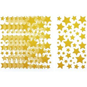 6 Sheet Glitter Gold Star Stickers Small Five Star Reward Stickers Yellow Star Stickers