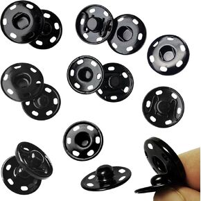 JOSDIOX 3/4" Sew-on Snap Buttons 50 Sets, Sew on Metal Snaps Fasteners Press Studs Buttons, Snaps for Fabric 19mm(Silvery)