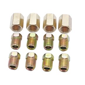 12 Pieces Brass Brake Line Nuts Assortment (3/8 Inch-24) Fitting for 3/16 Inch Tube (4 Unions, 8 Nuts) Automotive Brake Line Systems