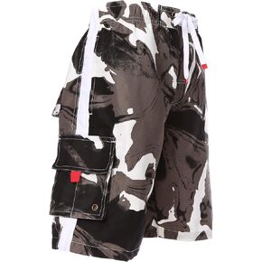 Sakkas Mens Multi Color Wave Design Skate Surf Board Short Swim Trunks