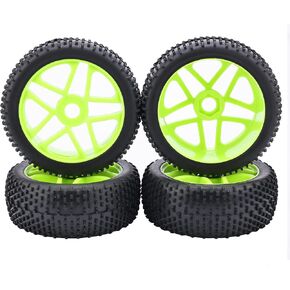 4PCS RC Car Tires RC 1/8 Off-Road Car Buggy Rubber Tyre Tires & Wheel Rim 17mm Hex Wheels and Tires Black Have Foam Inserts