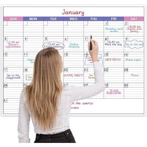 Large Dry Erase Calendar for Wall - Undated 1 Month Wall Calendar, 40" x 30", Erasable & Reusable Laminated Calendar with 8 Round Stickers, Great Layout Wall Calendar Dry Erase for Home, Office and School