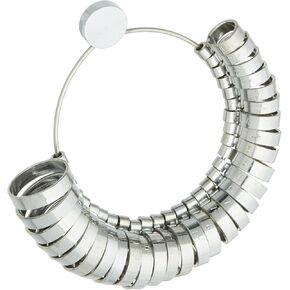 SE 29-Piece Chrome Plated Stainless Steel Wedding Ring Sizer Set - USA Sizes 1-15, 12.5-24.5mm -JT131BS