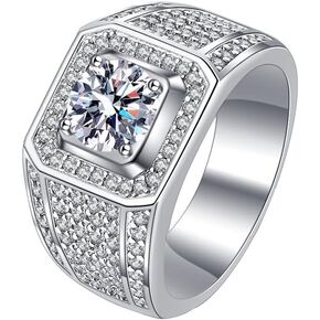 14K White Gold Men's Wedding Band, 2Ct Round-Cut Natural Diamond Ring, VVS1 Clarity, D Color - The Perfect Token of Love and Commitment