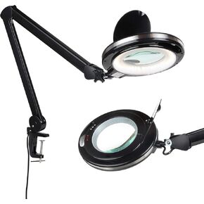 Brightech LightView Pro Magnifying Desk Lamp, 2.25x Light Magnifier with Clamp, Adjustable Magnifying Glass with Light for Crafts, Reading, Close Work - White