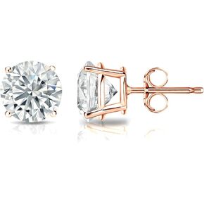 1/6 to 2 Carat Lab Grown Diamond Round Stud Earrings in 14k Gold (cttw, H-I, SI1-SI2) 4-Prong Basket Push Back by Diamond Wish