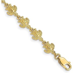 IceCarats 14K Solid Yellow Gold Sea Turtle Chain Charm Bracelet