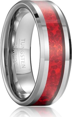 Couple rings for men and women, trendy fashion jewelry, wide 8mm inlaid with colorful tungsten carbide rings, suitable for trendy couples hip-hop parties in Saudi Arabia