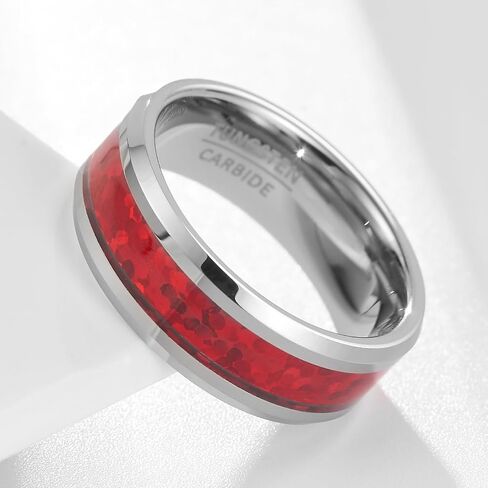 Couple rings for men and women, trendy fashion jewelry, wide 8mm inlaid with colorful tungsten carbide rings, suitable for trendy couples hip-hop parties in Saudi Arabia