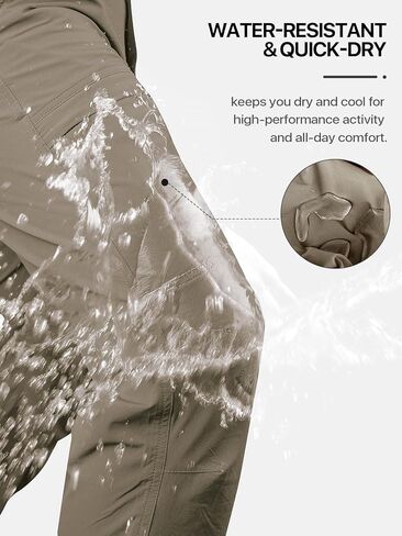 FREE SOLDIER Men's Outdoor Cargo Hiking Pants with Belt Lightweight Waterproof Quick Dry Tactical Pants Nylon Spandex in Kuwait