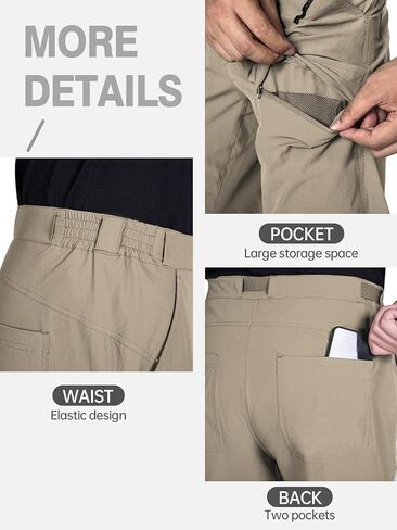 FREE SOLDIER Men's Outdoor Cargo Hiking Pants with Belt Lightweight Waterproof Quick Dry Tactical Pants Nylon Spandex in Kuwait