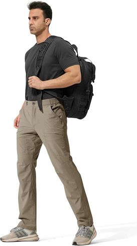 FREE SOLDIER Men's Outdoor Cargo Hiking Pants with Belt Lightweight Waterproof Quick Dry Tactical Pants Nylon Spandex in Kuwait